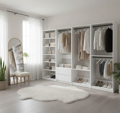 Prosper White Freestanding Walk-In Closet System - Wood & Melamine