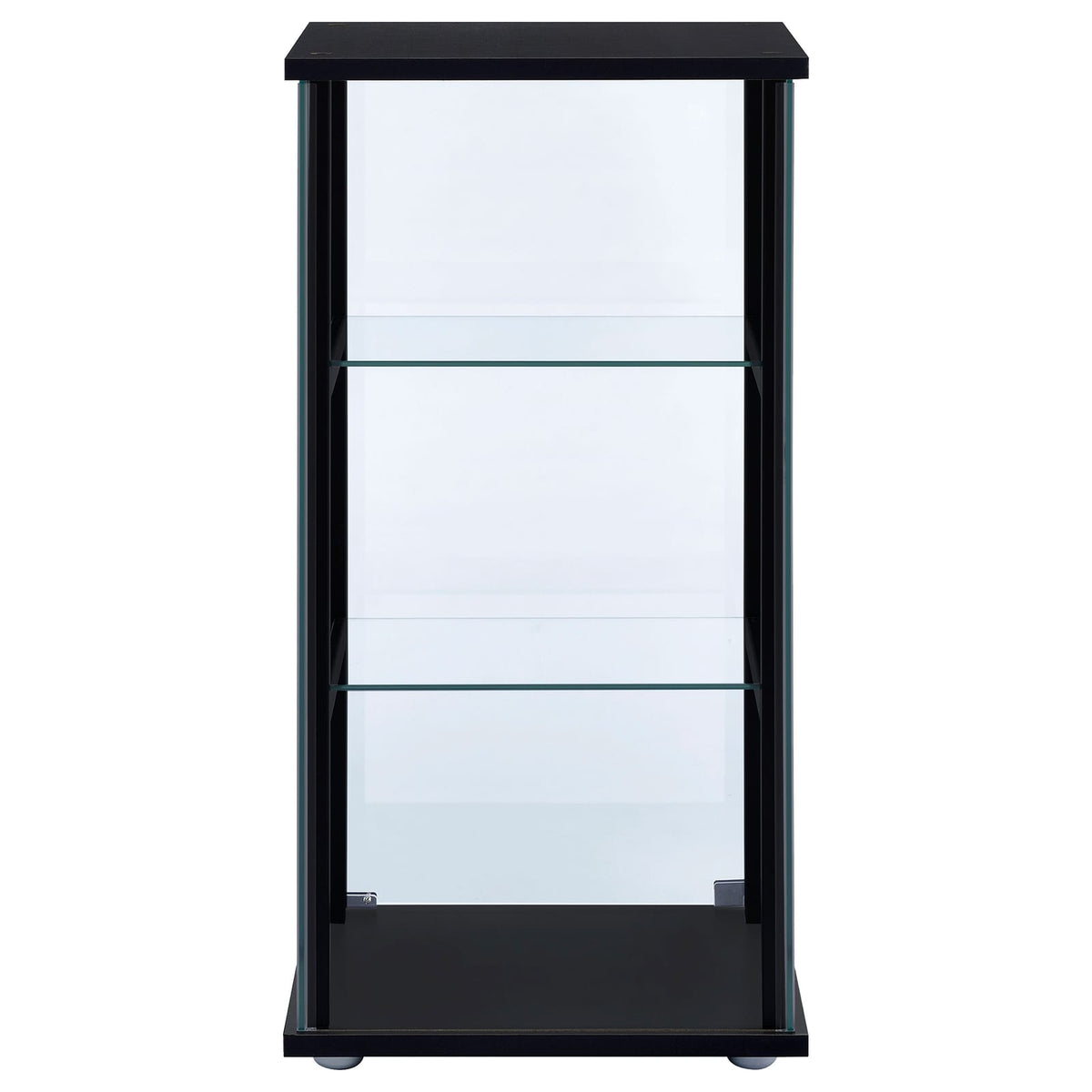 Black 3-Shelf Solid Wood Curio Cabinet - Primary Living Space