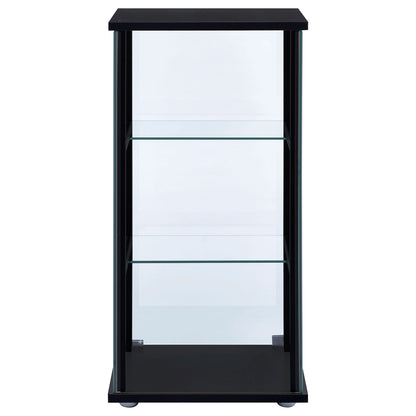 Black 3-Shelf Solid Wood Curio Cabinet - Primary Living Space