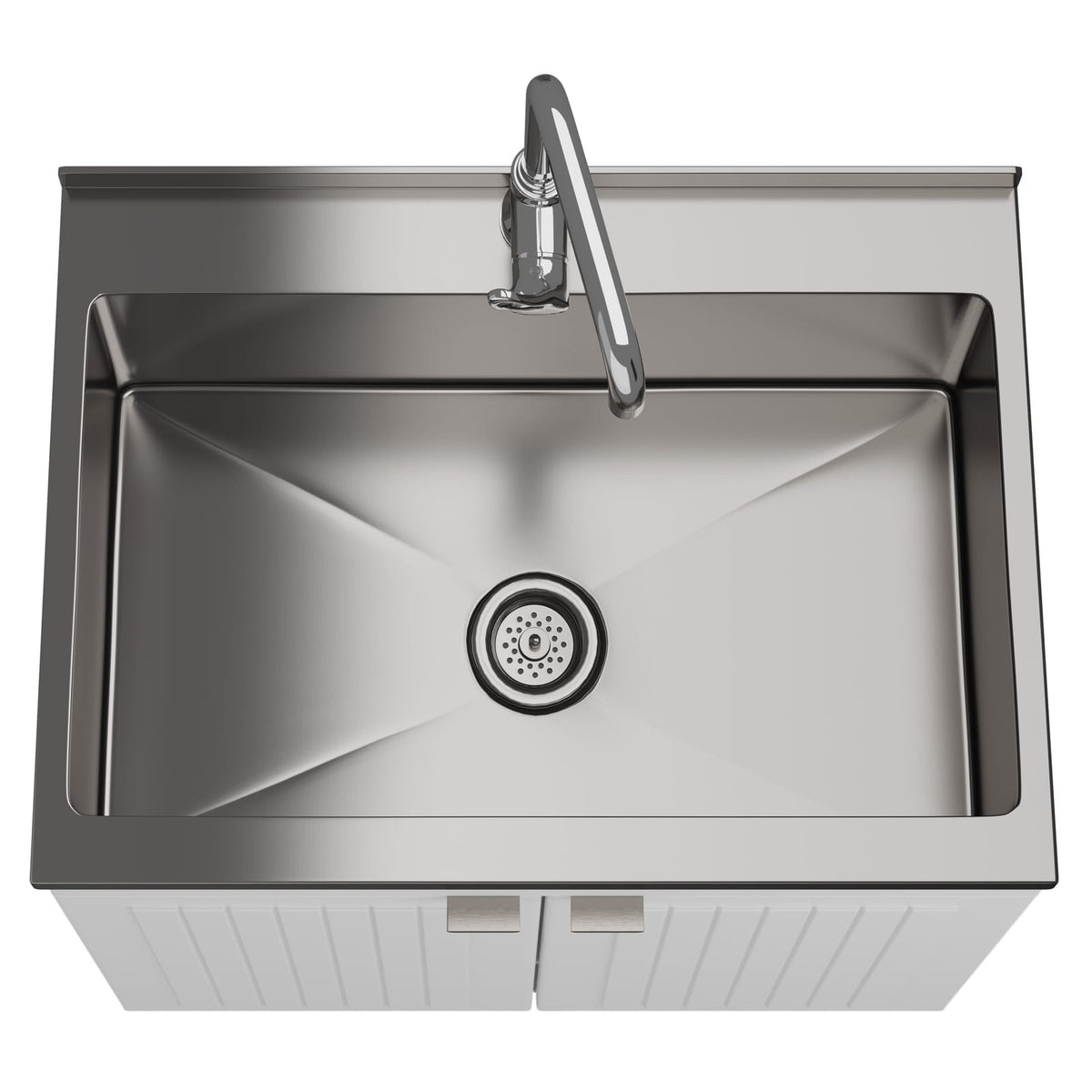 Large White Bathroom Vanity with Sink & Faucet