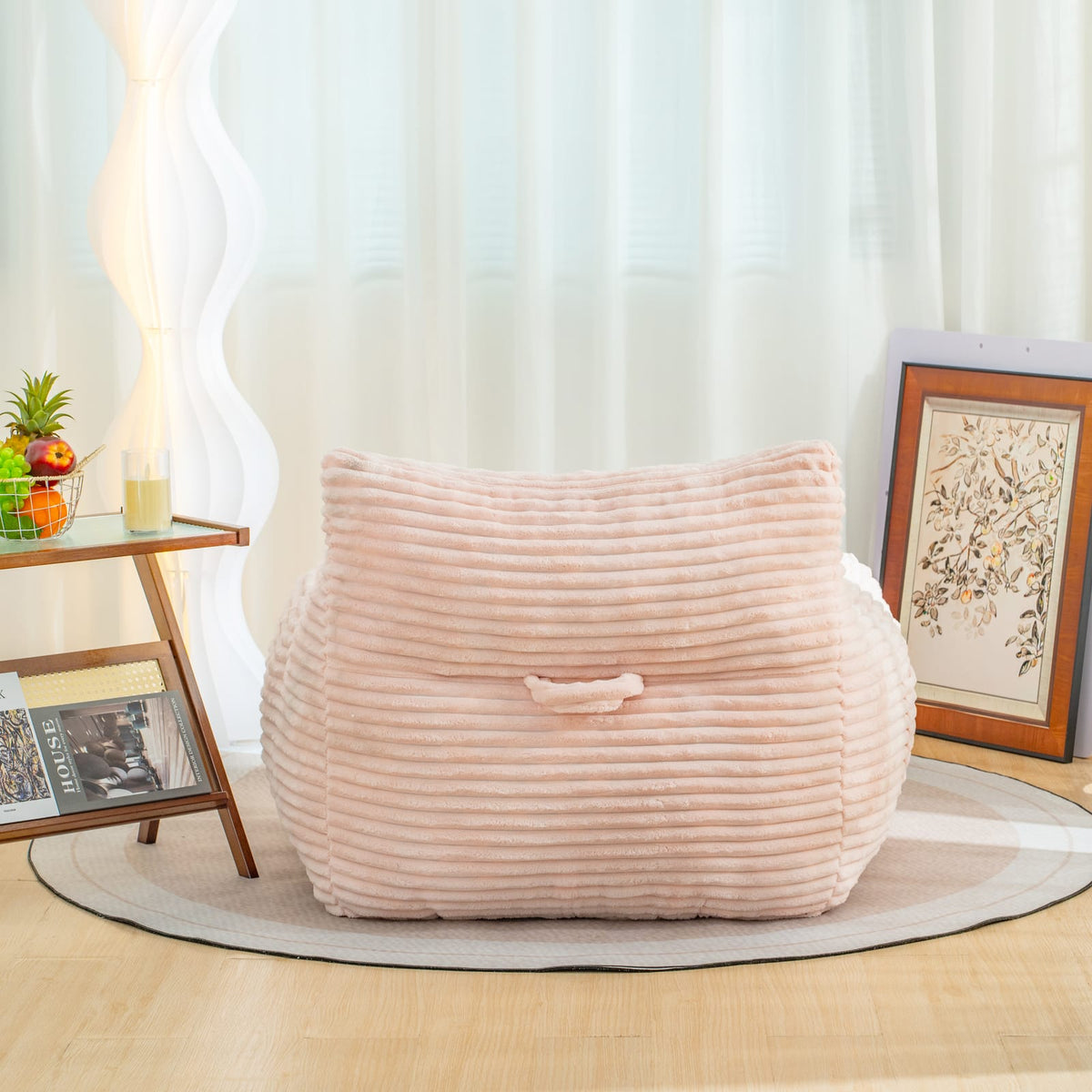 Pink Corduroy Bean Bag Chair - Oversized Family Room Lounge