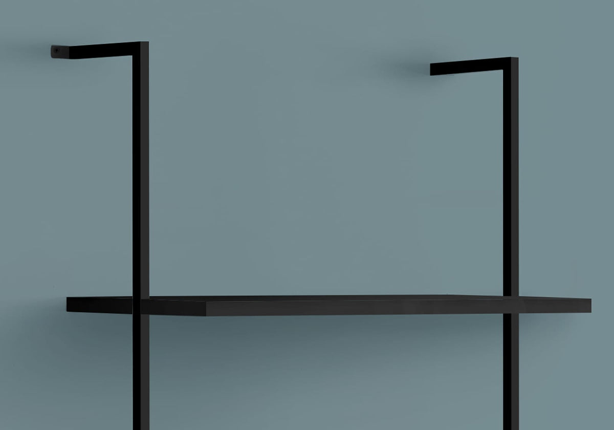 5-Tier Black Metal Bookshelf - 72" Tall Display Shelves