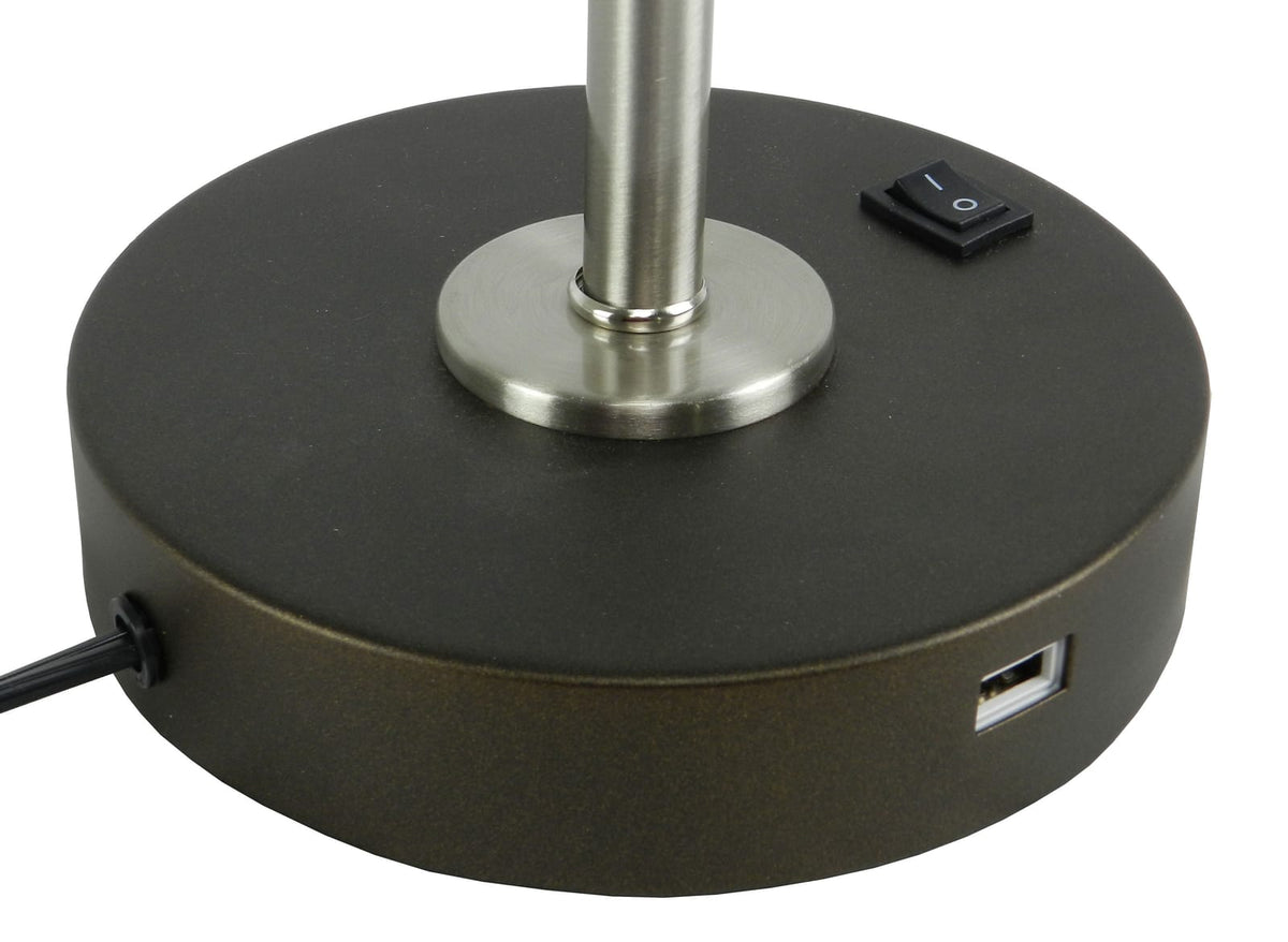 15 Inch Brushed Nickel LED Desk Lamp with USB