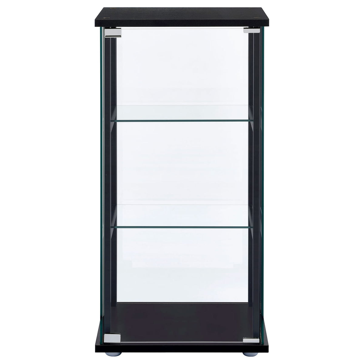 Black 3-Shelf Solid Wood Curio Cabinet - Primary Living Space