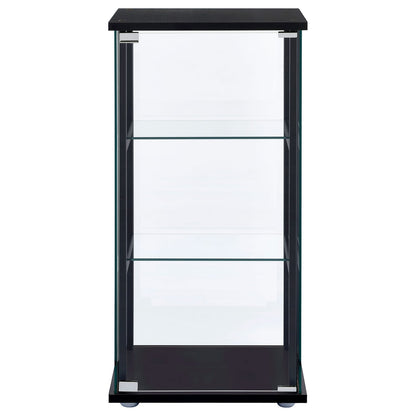 Black 3-Shelf Solid Wood Curio Cabinet - Primary Living Space