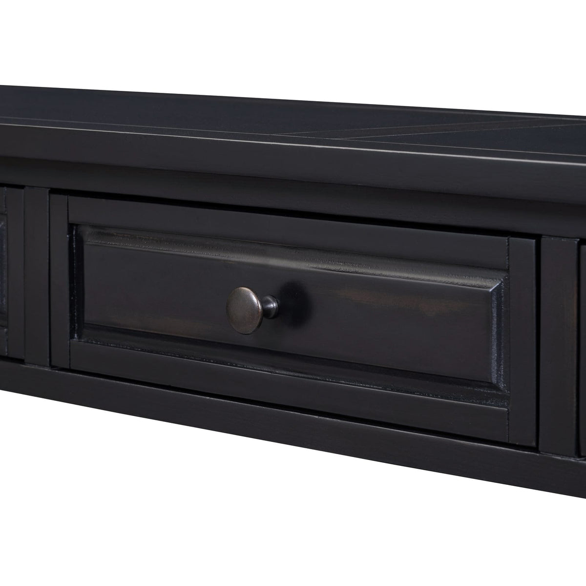 Espresso Solid Wood Console Table with 3 Drawers for Living Room