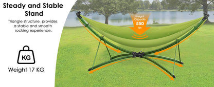 Green Outdoor Hammock Stand - Quick Fold Patio Seating