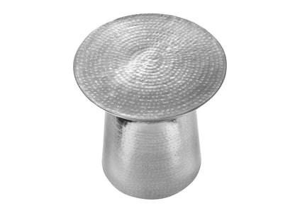 Chrome Metal Accent Table - Drum Side Table for Living Room Bedroom