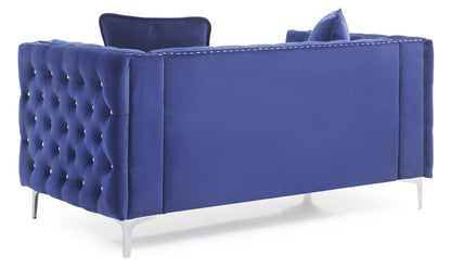 Blue Velvet Loveseat - 63" W x 34" D