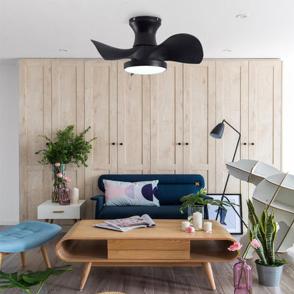 ABS Matte Black Ceiling Fan - Remote Control & LED Light