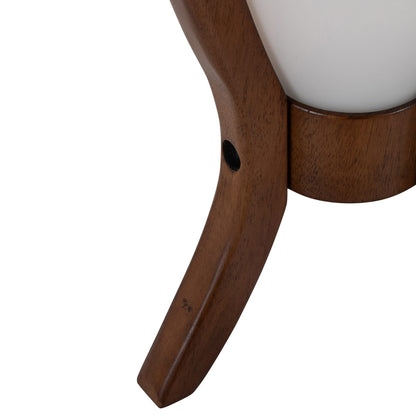 Walnut Frosted Glass Table Lamp with Wood Base for Bedroom Decor