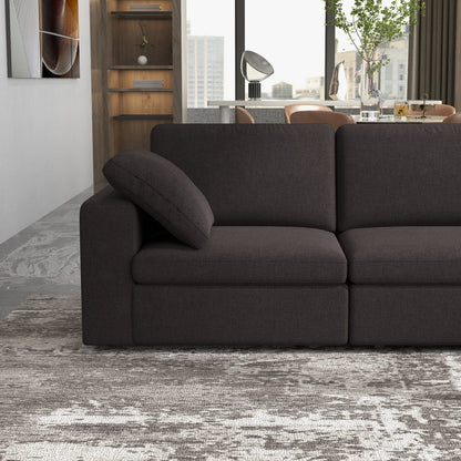 Grey Fabric 4 Seat Corner Sectional Sofa for Living Room