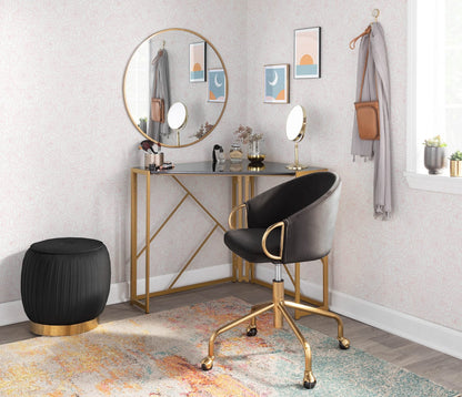Gold Velvet Dining Chair - Adjustable Swivel Task Chair