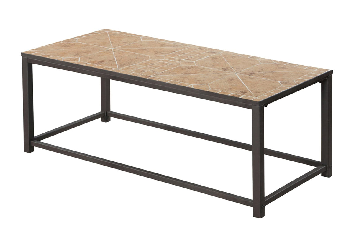 42 Inch Brown Metal Coffee Table - Rectangular Accent Table
