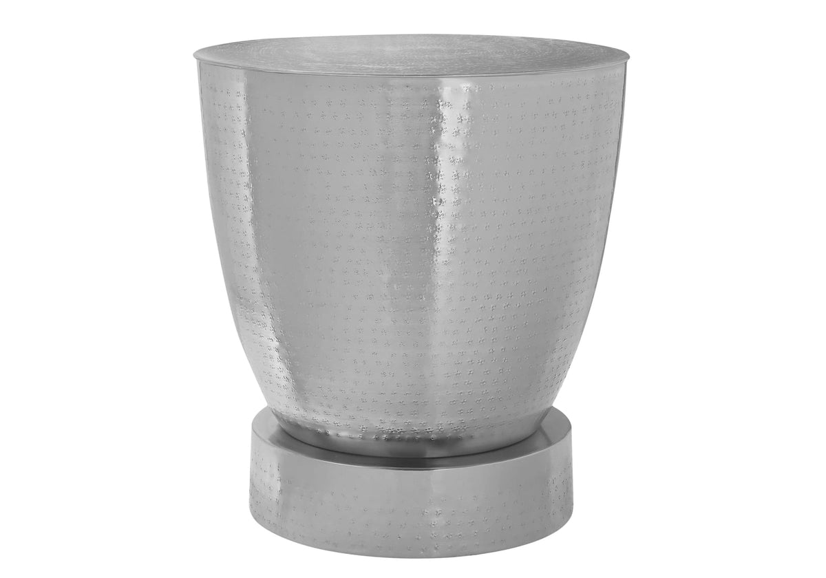 Chrome Metal Drum Accent Table - Side, End, Nightstand