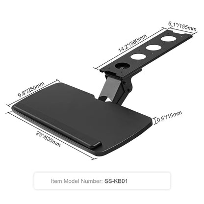 Adjustable Keyboard Tray Under Desk - 25x9.8 Inch Black MDF Metal