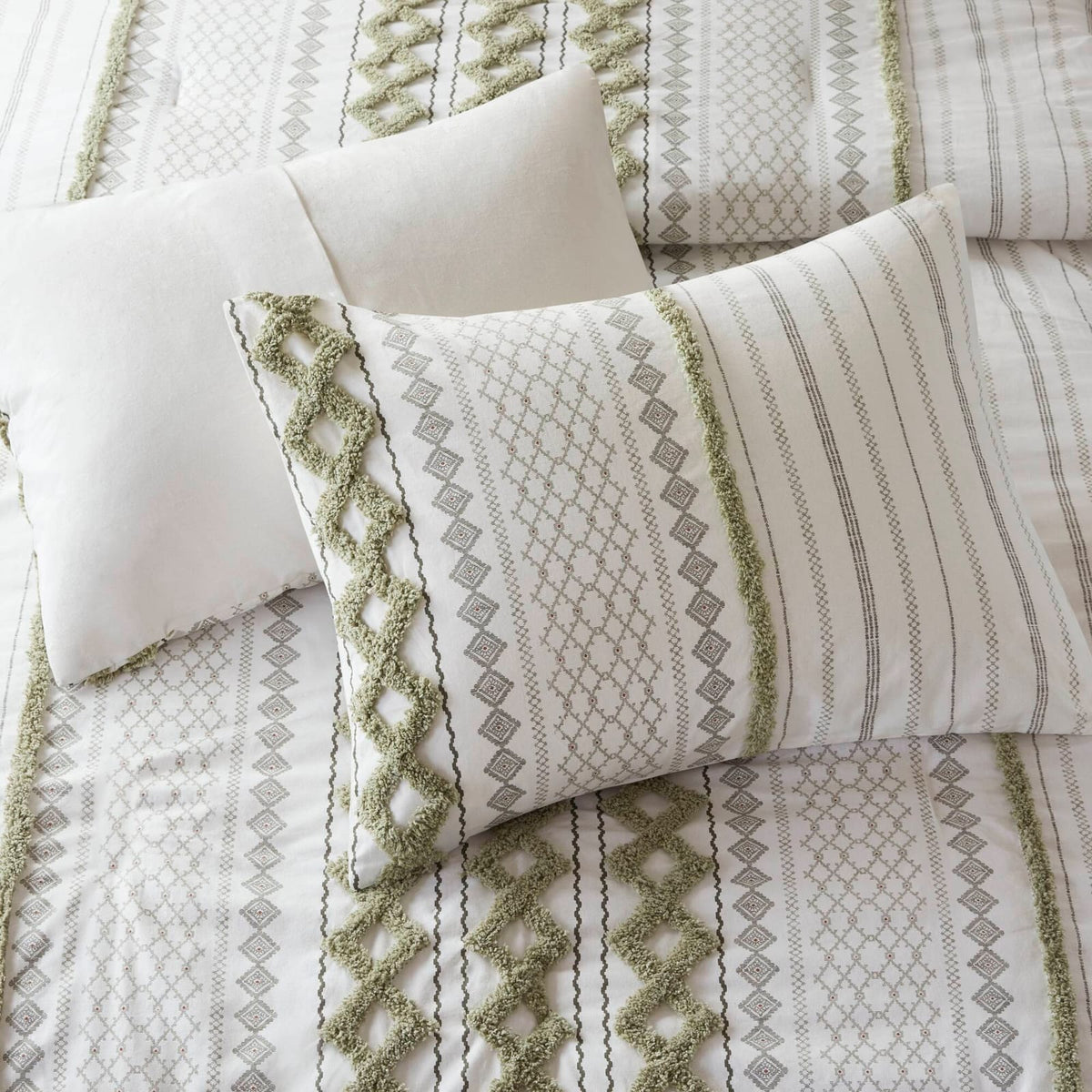 King Cotton Aztec Print Comforter Set with Chenille