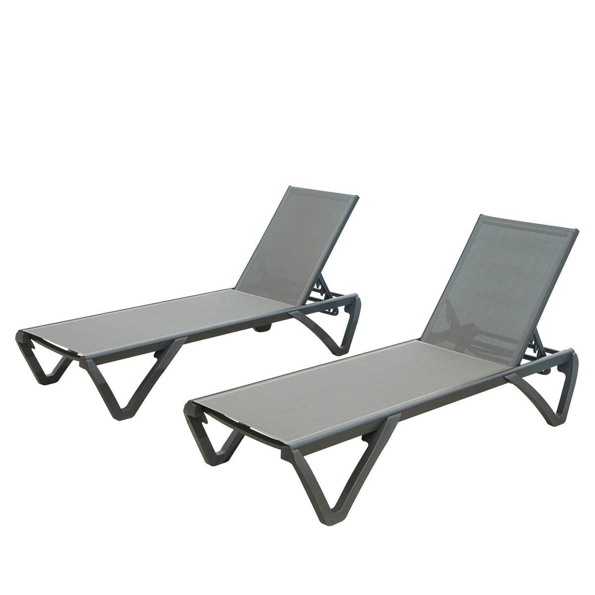 Gray Aluminum Patio Chaise Lounge - Outdoor Sun Lounger