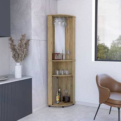 Beige Three Shelf Corner Cabinet - 74.4" Tall for Living Room