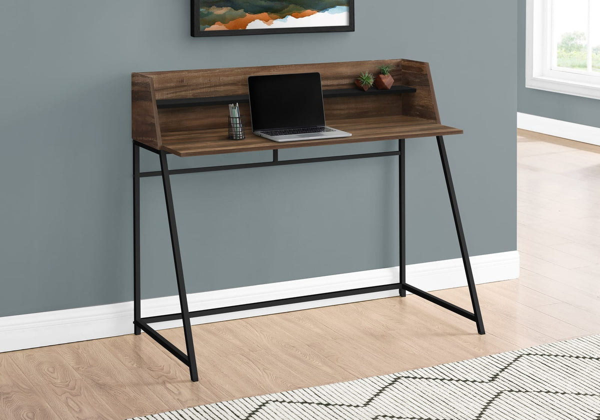 Brown Computer Desk with Hutch - 48" L Workstation
