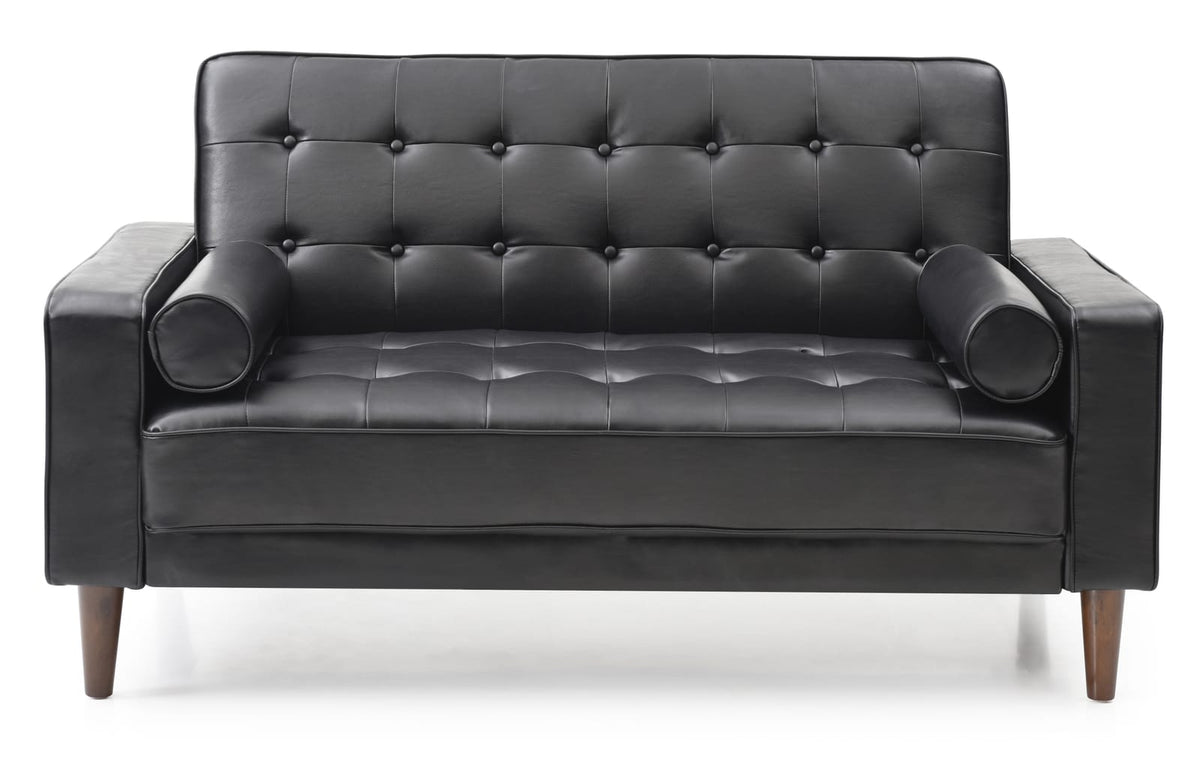 Black PU Foam Loveseat - 60" Wide Seat for Living Room