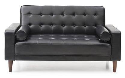 Black PU Foam Loveseat - 60" Wide Seat for Living Room