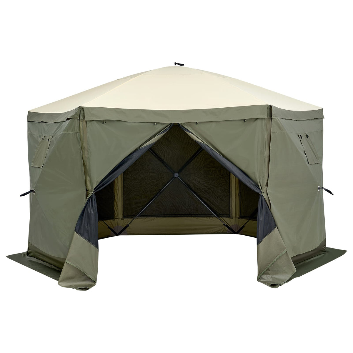 12x12FT Green Oxford Fabric Gazebo Screen Tent for Garden Shade