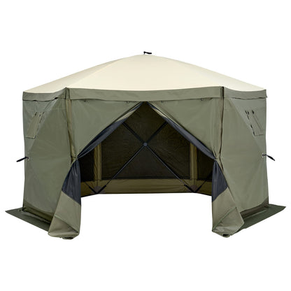 12x12FT Green Oxford Fabric Gazebo Screen Tent for Garden Shade