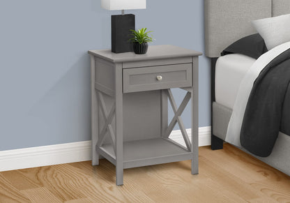 Grey MDF Accent Table - 2 Tier Storage Nightstand for Living Room