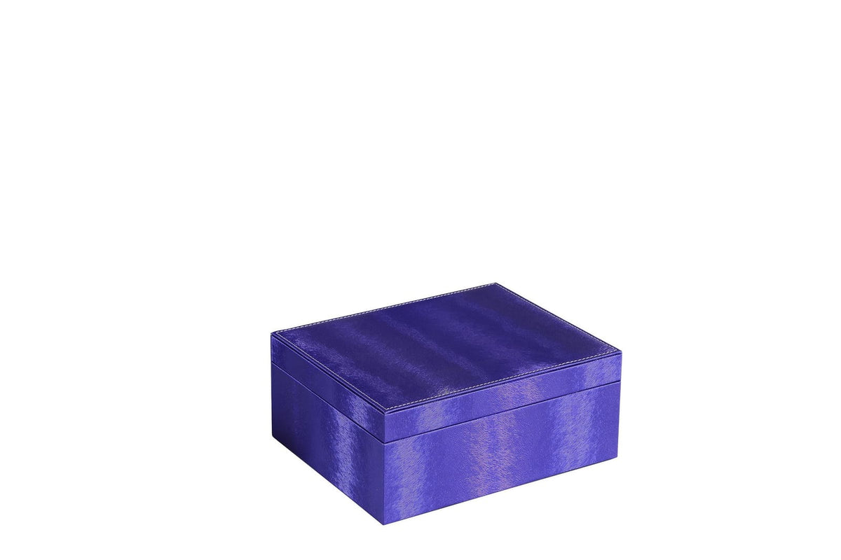 Azure Blue Leather Jewelry Case - 9.8" Long for Bedroom