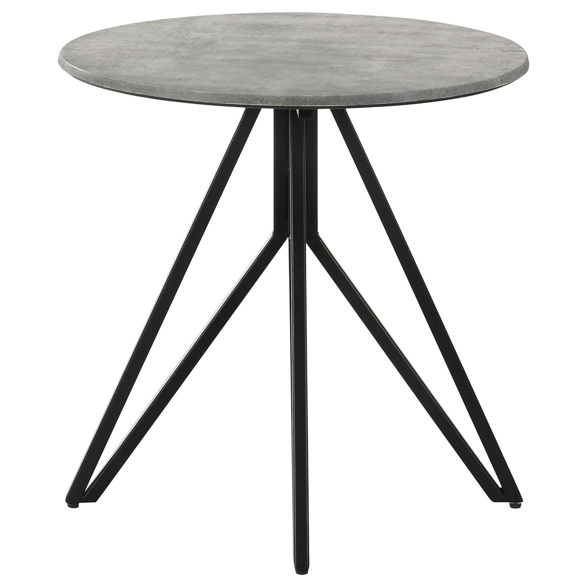Grey Round Wood Metal End Table - 23.5" Diameter