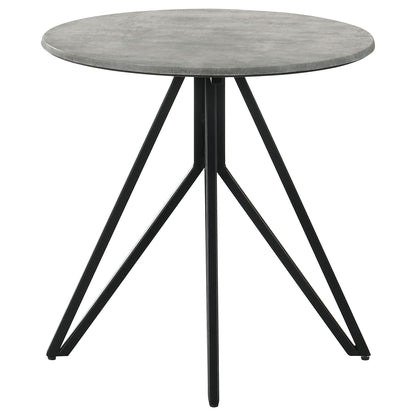 Grey Round Wood Metal End Table - 23.5" Diameter