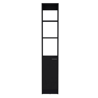 Black Bathroom Storage Cabinet - 6 Shelves, Freestanding Tall Cabinet