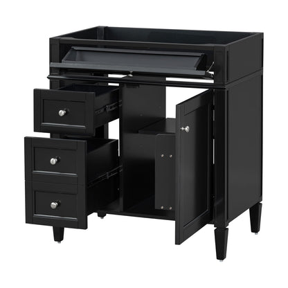 Black Bathroom Vanity with Storage - 2 Drawers, MDF