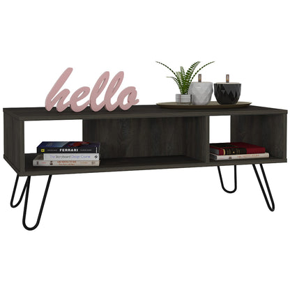 Modern Brown Particle Board Coffee Table with Open Shelf Storage for Living Room
