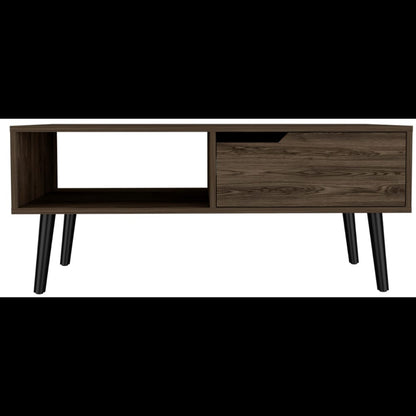 Oslo Coffee Table - Brown, One Drawer & Shelf for Living Room