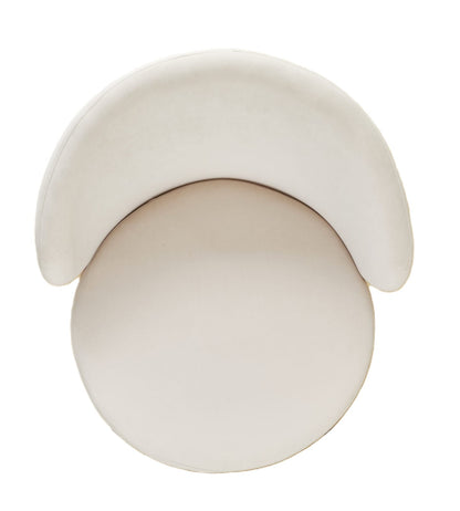 Beige Velvet Accent Chair - 27.36" Round Chair for Bedroom or Living Room