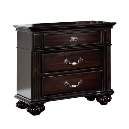 Dark Walnut Wood Nightstand - 17.37 x 29.25" for Bedroom
