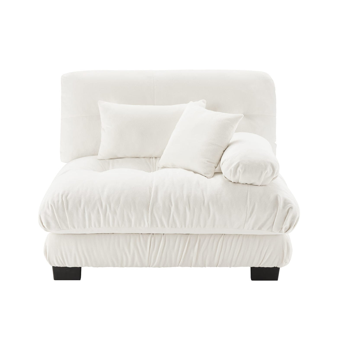 White Chenille 1 Seat Sofa with Solid Wood Frame for Guest Room for Living Room