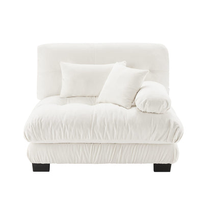 White Chenille 1 Seat Sofa with Solid Wood Frame for Guest Room for Living Room