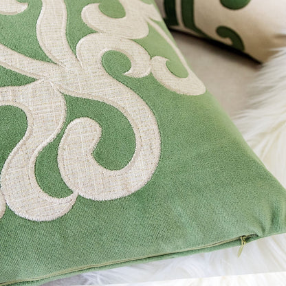 20x20 Green Polyester Pillow Cover Set