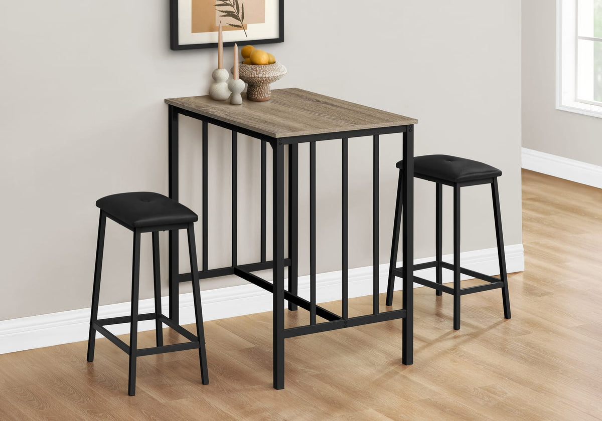 Contemporary Taupe Metal Bistro Set for Small Kitchen Dining