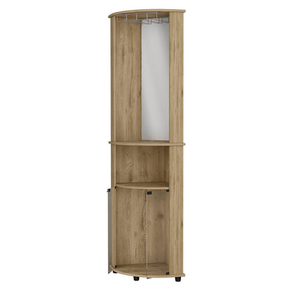Oregon Corner Bar Cabinet - 3-Tier Shelf with Glass Rack