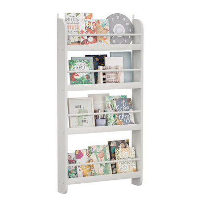White MDF Kids Bookshelf Display for Nursery or Playroom Storage for Living Room