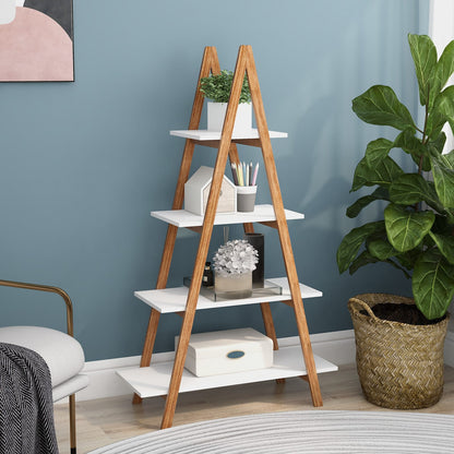 Solid Bamboo Oxford "A" Frame Ladder Bookshelf - White