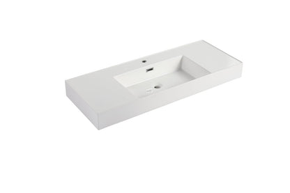 Gloss White Resin Bathroom Vanity - 47.2" Sink