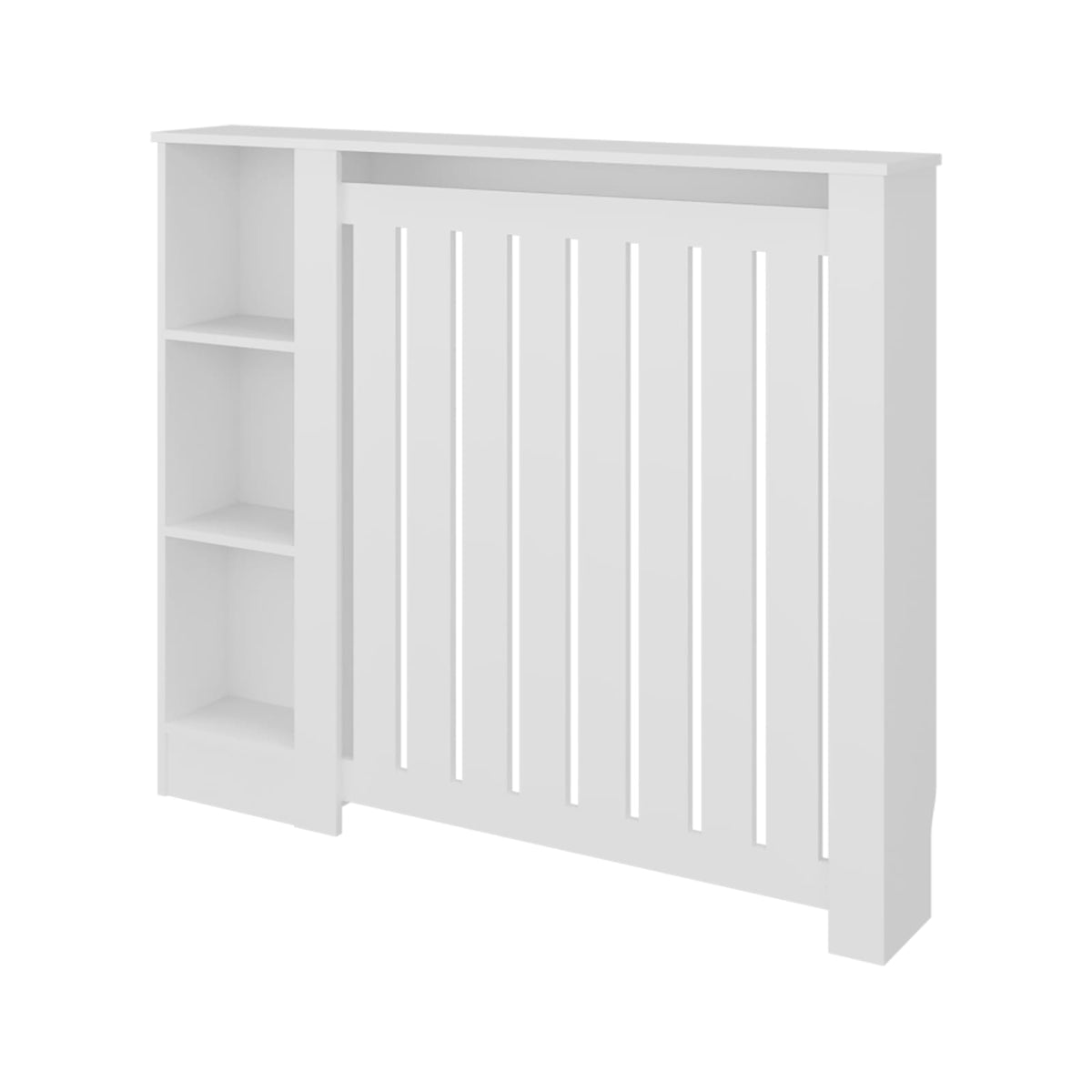 Radiator Cover Cabinet, 3 Shelves, White - Ready to Assemble