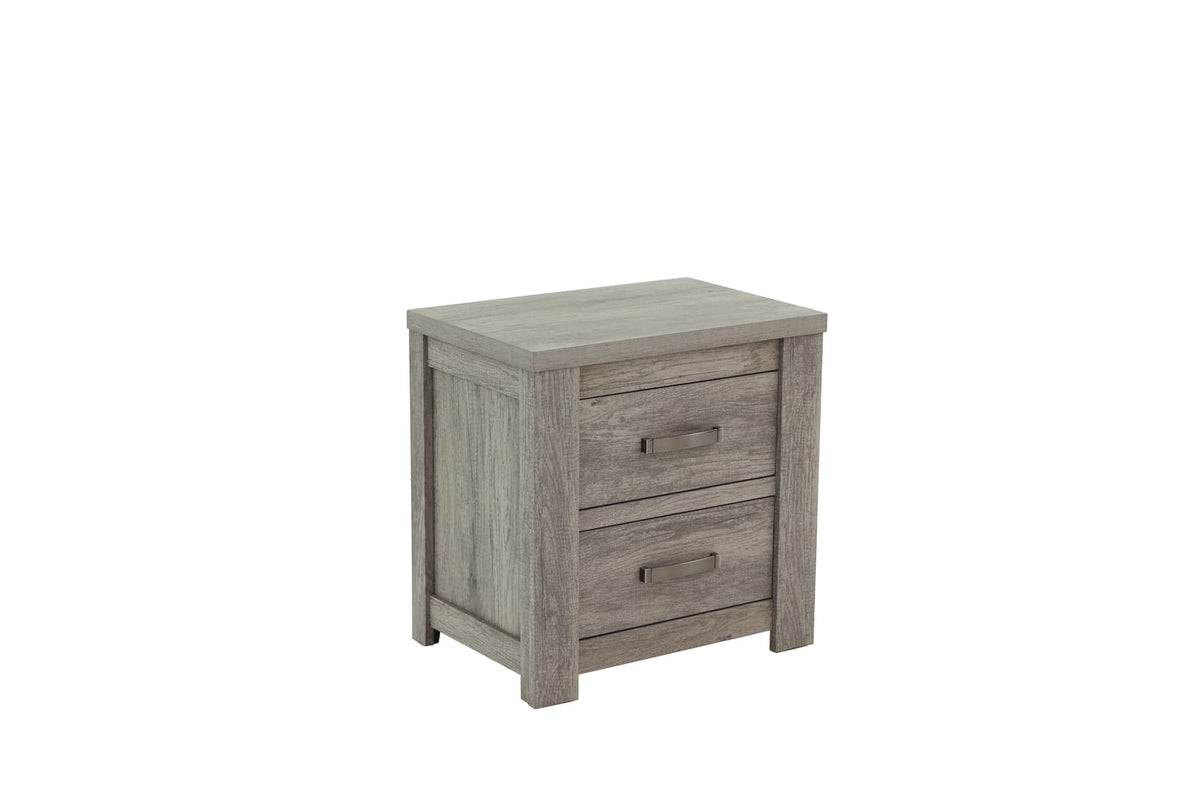 Light Gray Wood Nightstand with 24" Width for Bedroom Storage