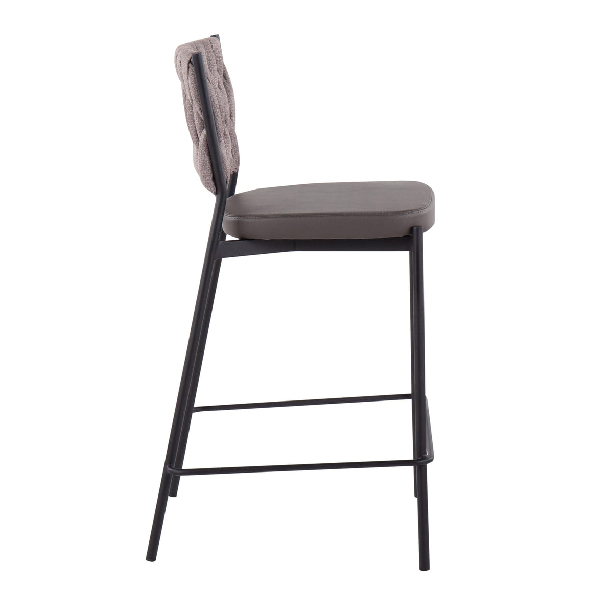 Contemporary Counter Stools - Brown Faux Leather Set of 2