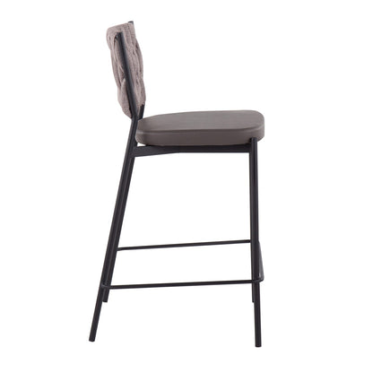 Contemporary Counter Stools - Brown Faux Leather Set of 2